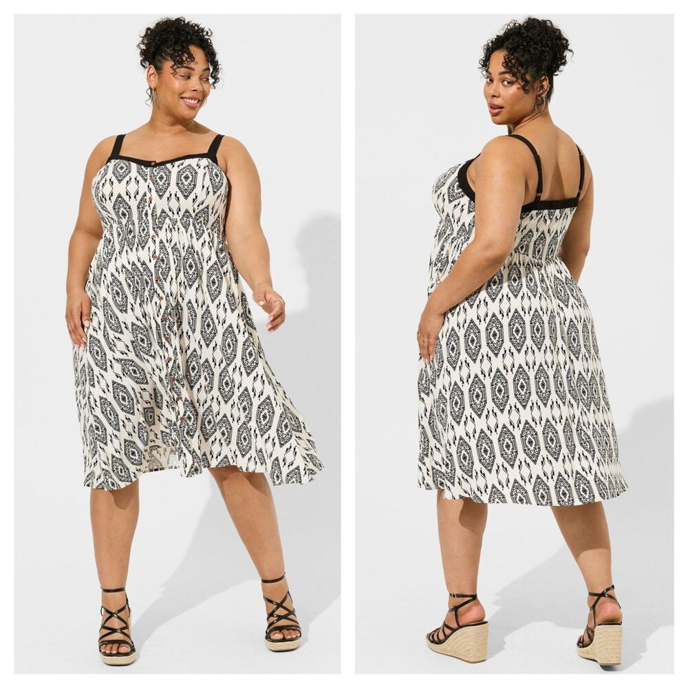 Torrid Midi Rayon Slub Button Front Sundress